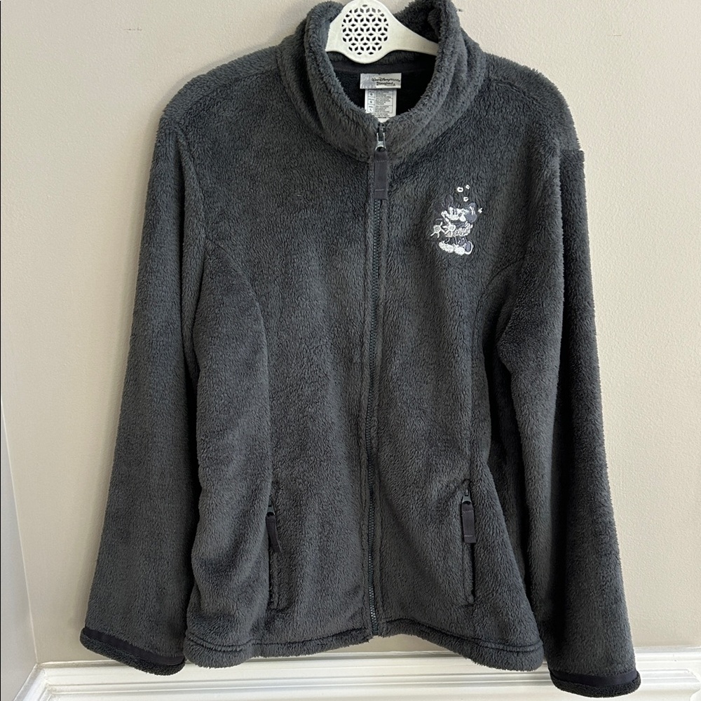 Disney Mickey Minnie Grey Fleece Jacket Size Large